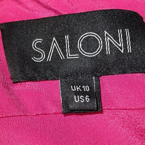 Saloni Halter Ruffles Tiered Silk Dress Barbiecore Size 6 - Picture 10 of 16